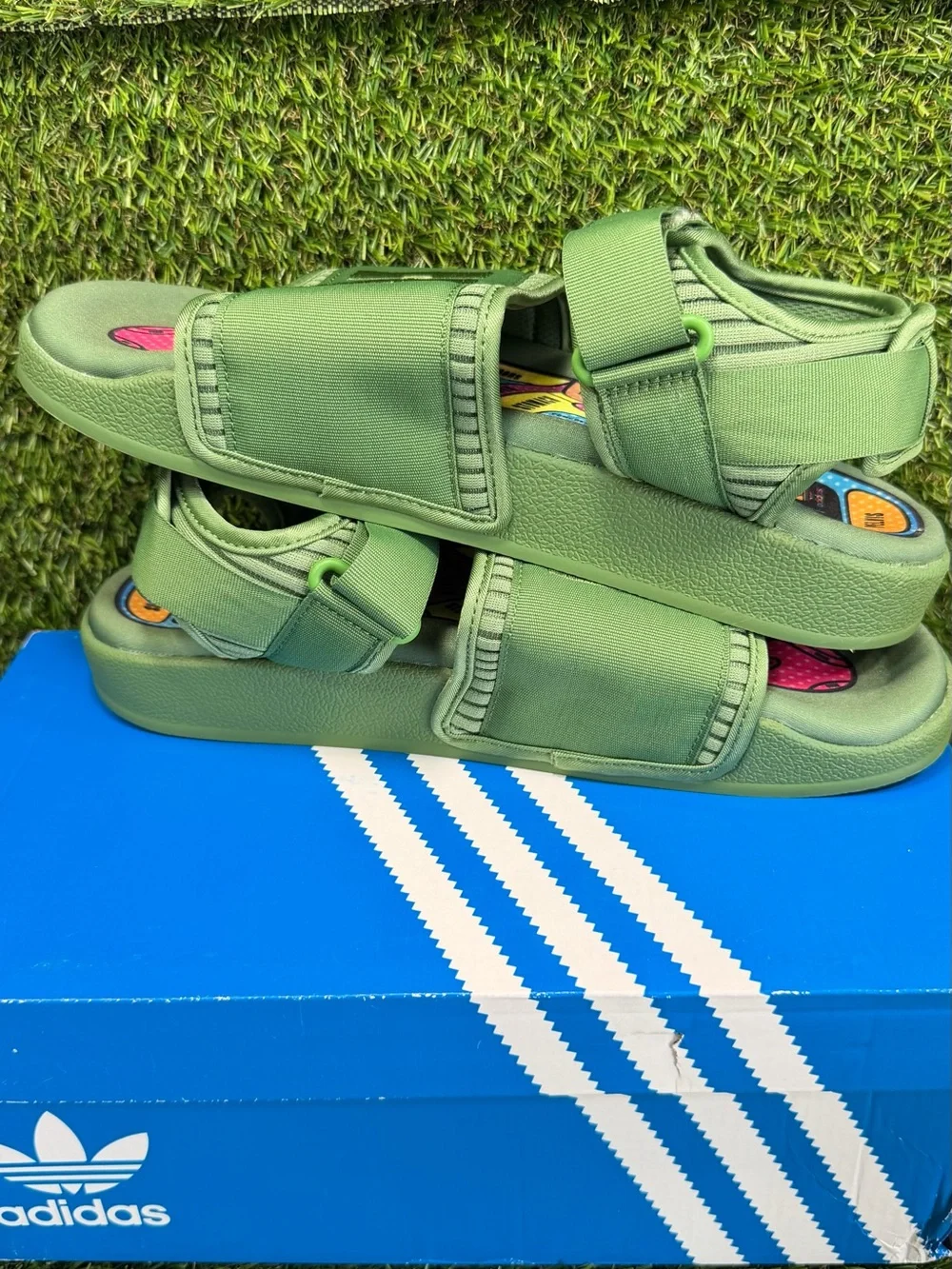 adidas PW Adilette 2.0 Pharrell Williams Green Hu Sandals Men Size 8 FU7611